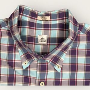 Peter Millar XXL Button Down Purple Blue Brown Long Sleeve Shirt